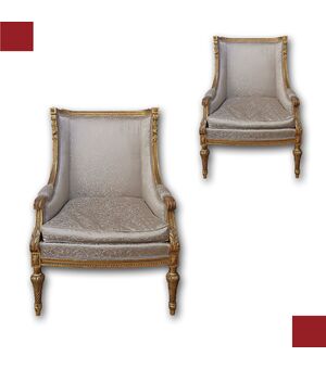 COPPIA DI POLTRONE BERGÈRE XIX SECOLO