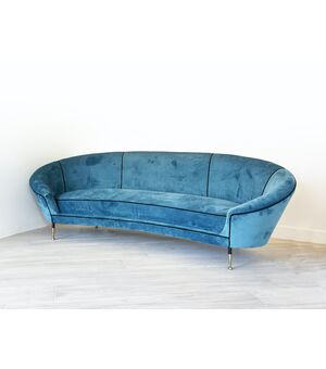Divano curvo in velluto - 1950