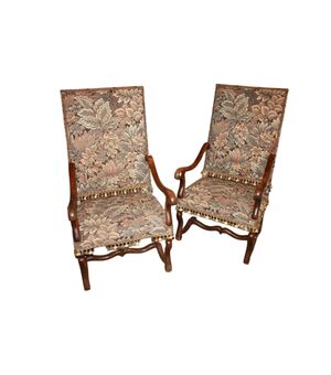 Coppia di poltrone Seggiolone di fine 1800 in legno di noce