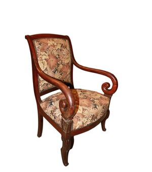 Poltrona Stile Direttorio Francese del 1800 con tessuto floreale Sanderson