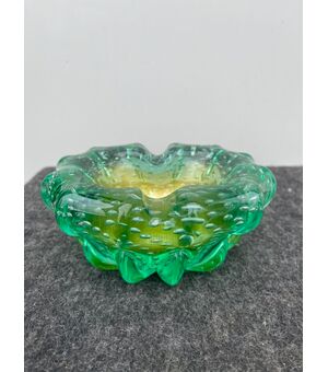 Submerged glass ashtray with bubble inclusions and gold leaf.Barovier     