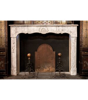 chm666 - fireplace in white Carrara marble, cm l 152 xh 112 x d. 29 cm     