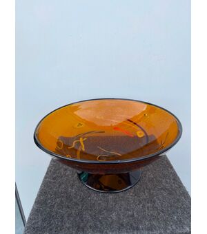 Coppa in vetro con inclusioni a murrine e oro.Giulio Radi per A.Ve.M.