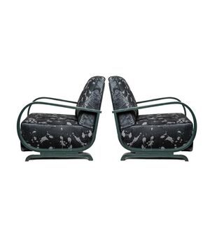 Coppia di poltrone Déco rivestite in pelle - M/1536 -