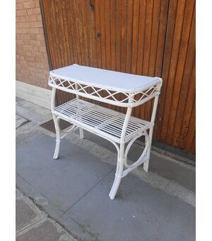 CONSOLE IN BAMBOO DECORATO DI BIANCO VINTAGE ANNI 70