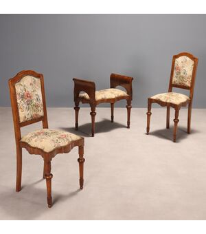 Coppia Sedie e Panchetta Italia Secondo Quarto XX Secolo