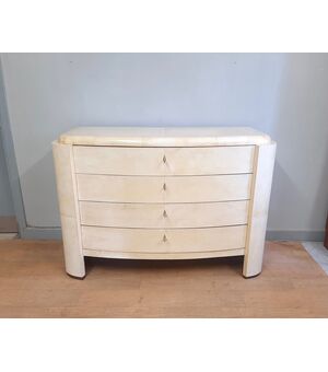 comò cassettone art decò rivestito in pergamena  anno 1930-40