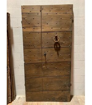 ptcr458 - double-leaf nailed door in chestnut, cm 108 xh 222     