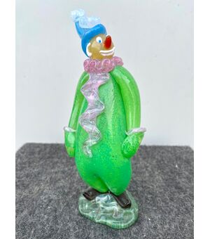 Glass sculpture depicting a clown, Bohemia.     