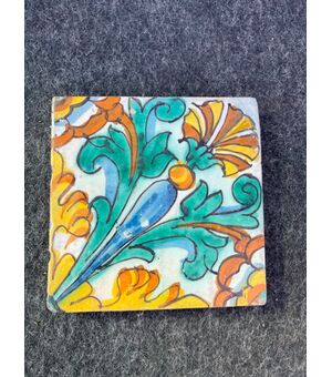 Majolica tile-tile or stylized floral decoration.Caltagirone, Sicily.     
