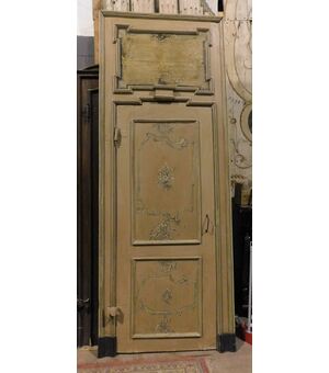 ptl536 - lacquered door with paintings, complete with frame, cm l 109 xh 280     