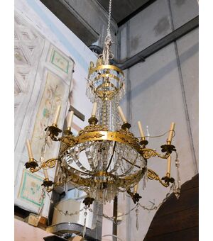 lamp174 - gilded bronze chandelier, 19th century, measuring cm l 120 xh 110     