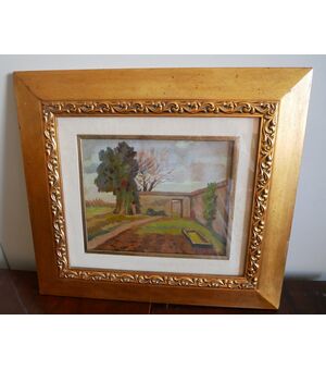 Cantoni dipinto di olio su compensato Vintage