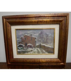 Dipinto ad olio su cartoncino xx secolo