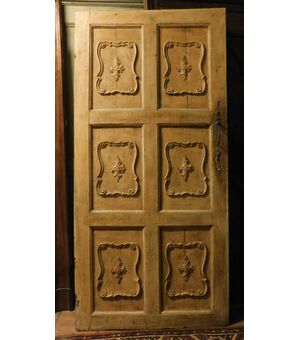 ptl541 - lacquered door with carved panels, 19th century, from Genoa, measuring cm l 96 xh 200 x th 3     
