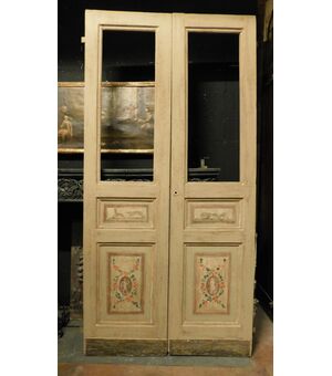 ptl543 - glass door, 19th century, meas. cm l 120 xh 244     