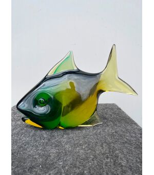 Pesce in vetro sommerso pesante.Flavio Poli per Seguso Vetri d’Arte.Murano.