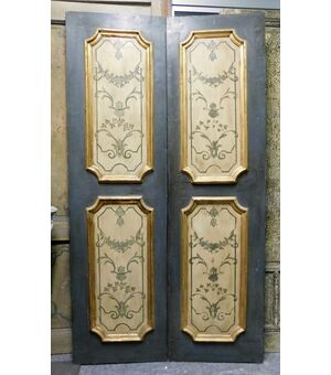 ptl548 - painted door with four panels, 18th century, cm l 117 xh 212     
