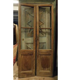 pti692 - glass door in walnut, 19th century, size cm l 94 xh 205     