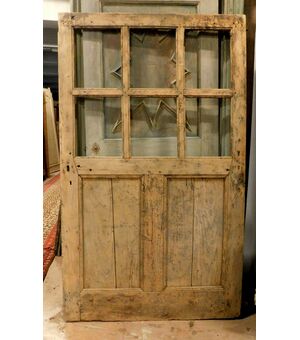 pte131 - glass door in poplar wood, &#39;7 /&#39; 800, cm l 112 xh 187     