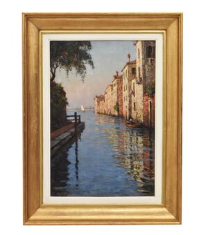 DIPINTI ANTICHI, QUADRI VEDUTA DI VENEZIA, PITTURA AD OLIO SU TELA, XX SECOLO. (QP694)