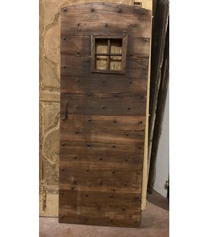 ptcr474 - rustic chestnut door with window, cm l 75 xh 192     