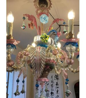Murano glass chandelier with 6 flames     