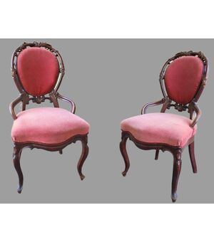 Coppia di poltroncine francesi in mogano, poltrone antiche