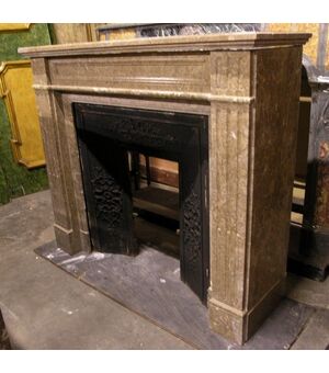 chm432 beige marble fireplace, &#39;800 mis. 121 cm xh 105, prof. 38 cm floor