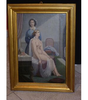 Nude lady with maid