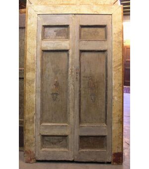 2 Similar ptl351 doors with faux marble frame, mis. h cm222/230 x width. cm 137/140