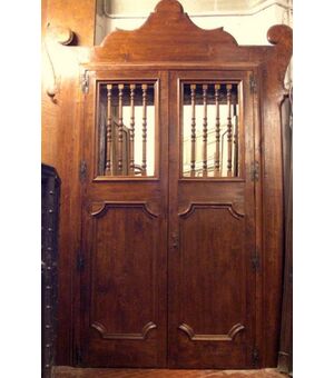 ptn188 door with mullioned openings, poplar, with frame