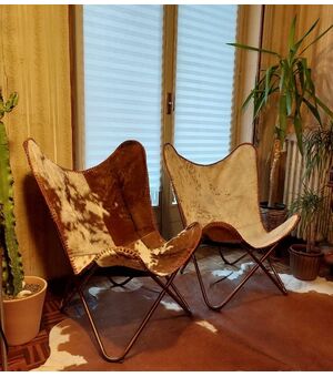 coppia di poltrone sedie Butterfly tipo Tripoline vintage