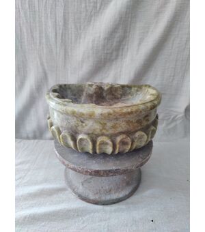 Bellissima acquasantiera in marmo verde venezuela - 28 x 25 cm