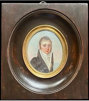 Miniatura su avorio raffigurante personaggio maschile.