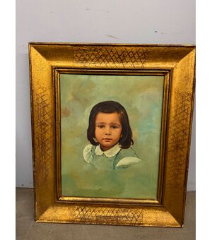 Dipinto olio su tela XX sec bambina C. Moraldi 70x60cm