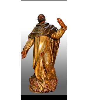 San Domenico in legno dorato in foglia d’oro conservato benissimo,di ottima fattura 