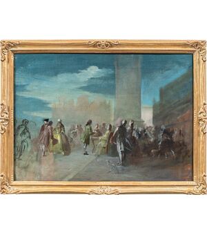 Pittore veneziano (inizi XX sec.) - Carnevale a Venezia in Piazza S. Marco.