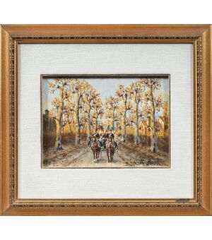 Enrico Vizzotto Alberti (Oderzo 1880 - Padova 1976) - Il 7° reggimento dei lancieri di Milano.