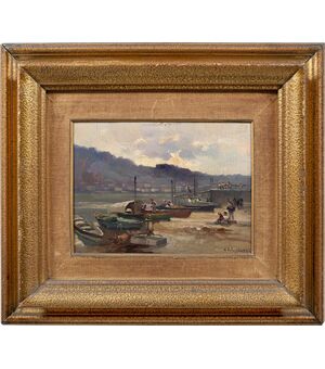Cesare Gheduzzi (Crespellano 1894 - Torino 1957) - Scena portuale.