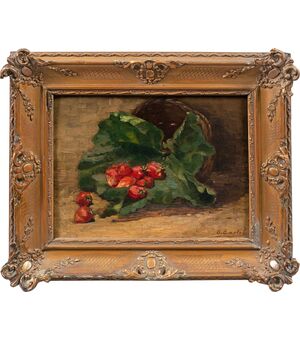 Octave Cartel (Belga, 1884 - 1944) - Natura morta di fragole.