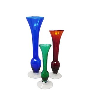 1970s Gorgeous Set of 3 Vases  in Murano Glass, Made in Italy