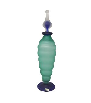 1970s Astonishing Green and Blue Bottle in Murano Glass By Michielotto