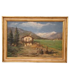 Paesaggio di montagna olio su compensato A. Scocchera secolo XX