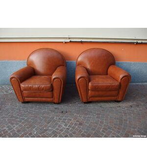 COPIA DI POLTRONE MODELLO CLUB IN PELLE MARRONE EPOCA 900 cm L 98xP85xH90