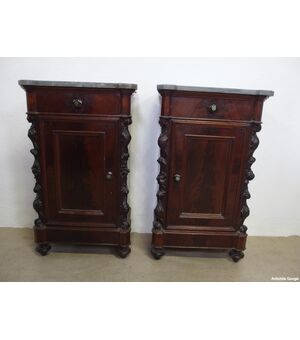 Copy of Louis Philippe mahogany feather bedside tables cm L53xP35xH88