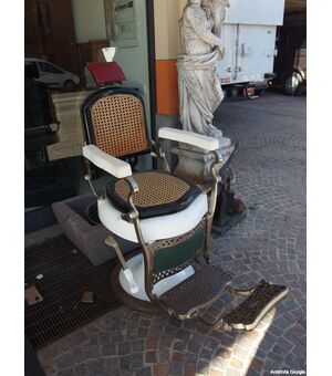 POLTRONA GIREVOLE E RECLINABILE DA BARBIERE EPOCA PRIMI 900