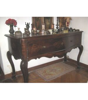 Consolle piemontese in noce intarsiato