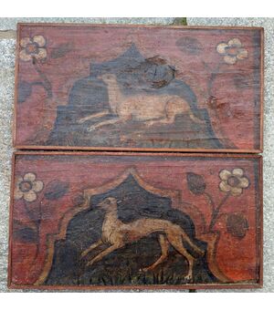 Coppia di predelle bresciane dipinte