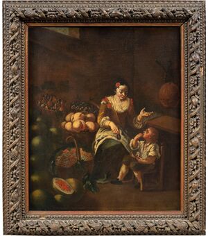 Pittore italiano (XVIII sec.) - La venditrice di frutta.